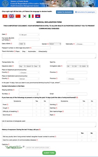 Health declaration form sample