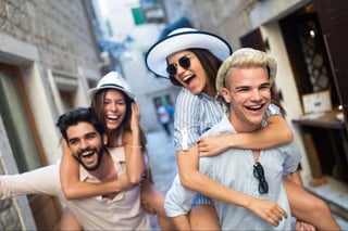Group of friends spending quality time together in city