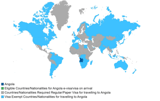  ANGOLA VISA POLICY  MAP