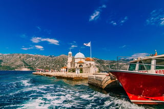 The island of Gospa od Skrpela in the Boko-Kotorsky Gulf near the town of Perast in Montenegro