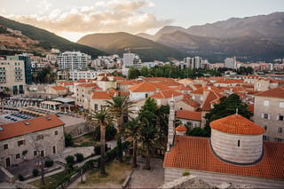 Old town in Budva in Montenegro, summer sunset