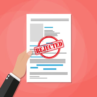 Hand Holds Rejected Paper Document Red Rejected Stamp