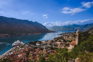 cathedral dome and Boka Kotorska wide angle view