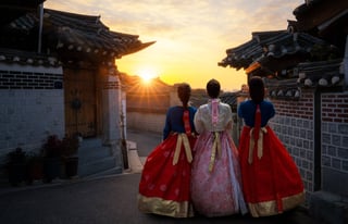 Morning At Bukchon Hanok Village Seoul City South Korea