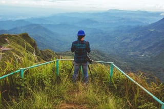 man asians travel relax in the holiday. Photograph landscape on the Moutain
