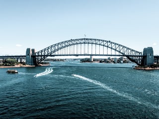 Sydney by the Opera house and Harbour bridge