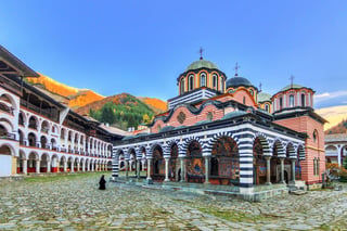 Beautiful View Of The Orthodox Rila Monastery A Famous Tourist Attraction And Cultural