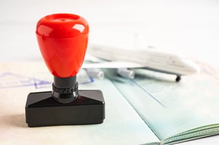 Approved Stamp Visa And Passport Document To Immigration At Airport