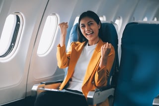 Female Airplane Passengers Asian Chinese People Entrepreneurs