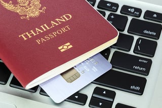 Passport And Credit Card On Keyboard Concept Electronic Online