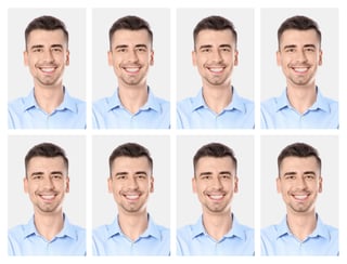 Portrait Of Man On White Background Set Passport Photo