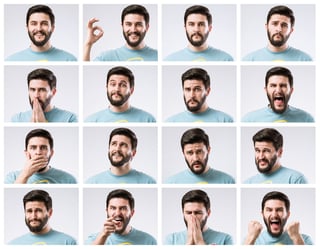Emotions Faces Set Of Handsome Bearded Guy