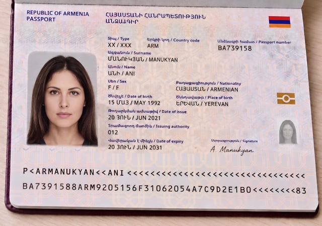 Armenia Passport Biopage Sample