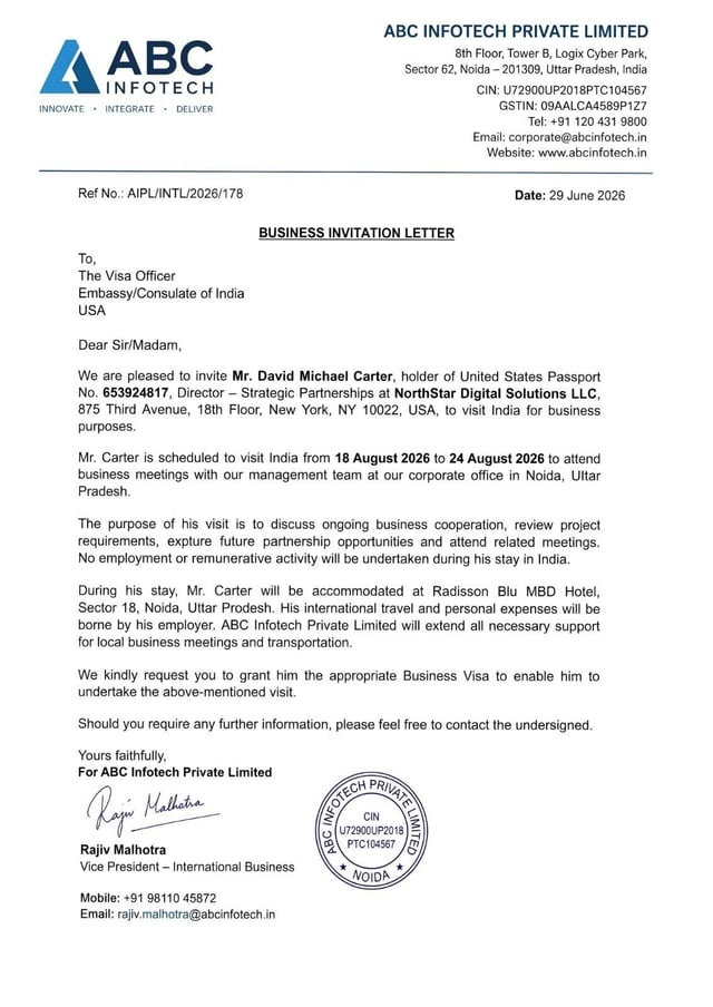 Business Invitation Letter Sample