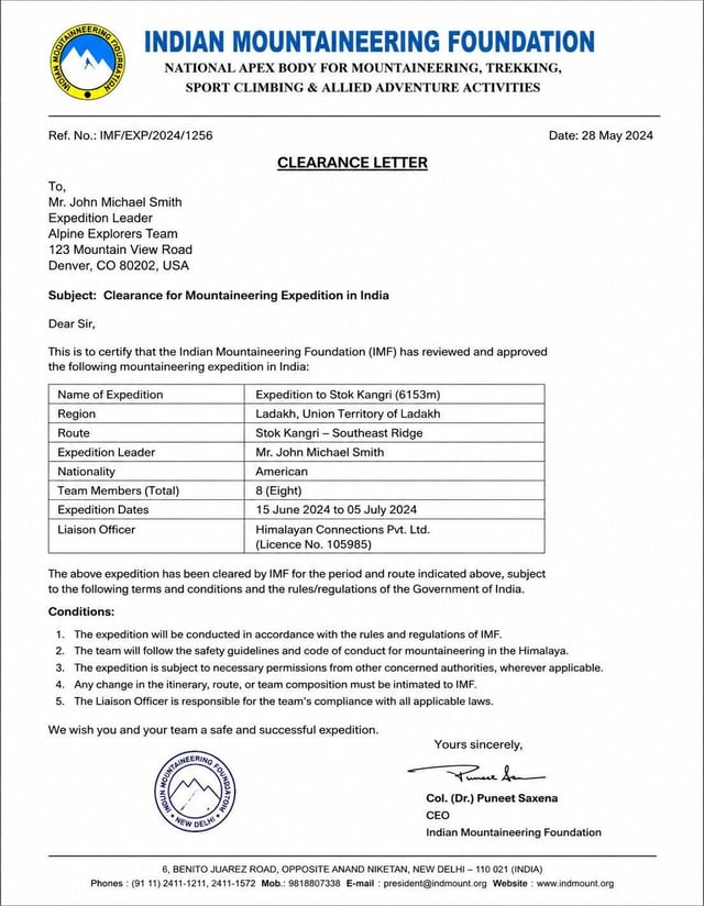 Clearance Letter Sample