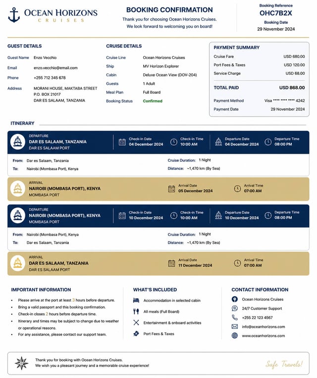 Cruise Booking Sample