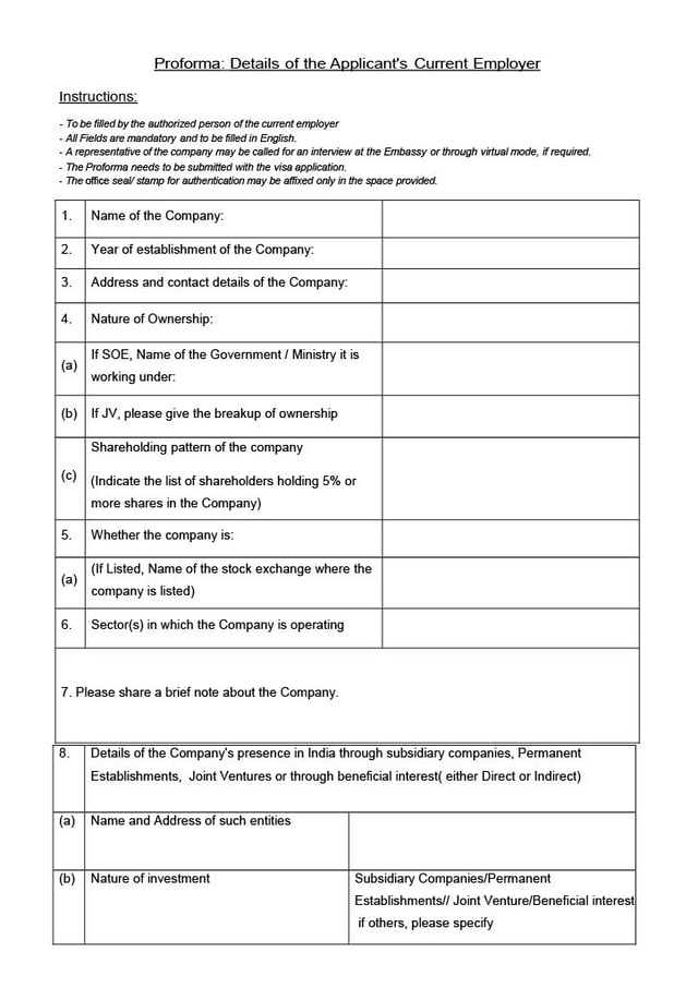 Employer Details Proforma