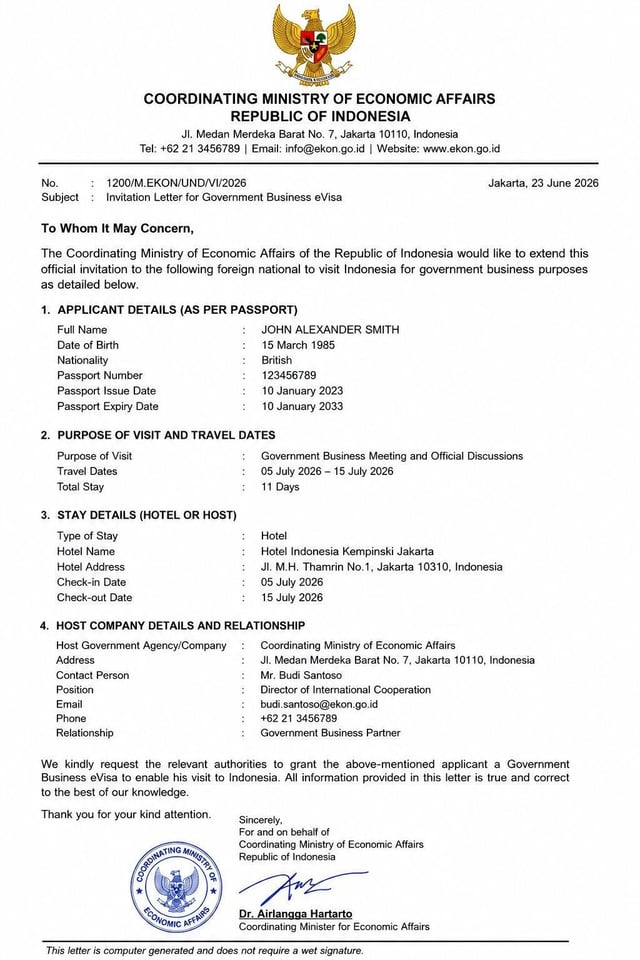 Government Invitation Letter Sample