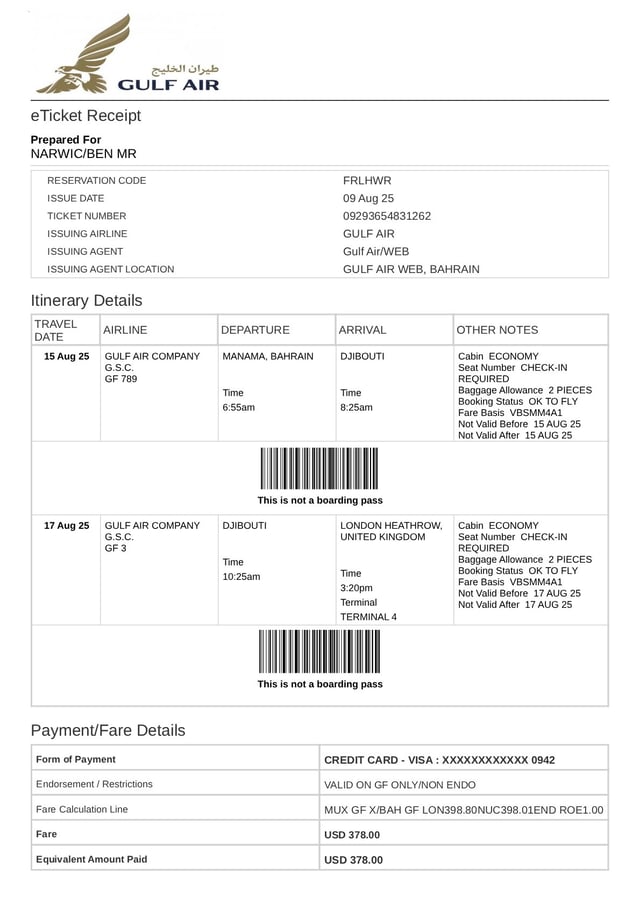  Proof of Travel
