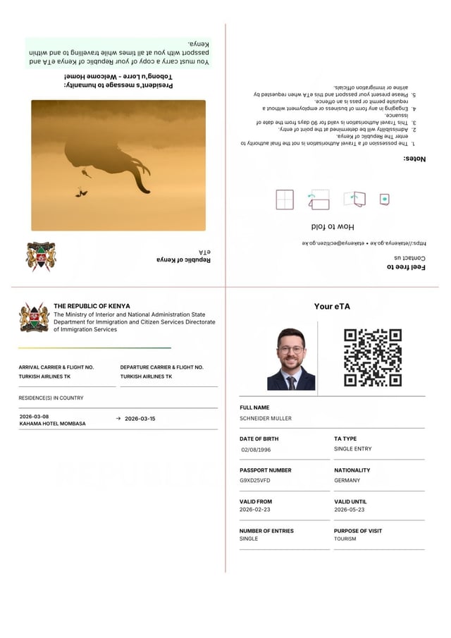 Sample Of Approved Kenya Eta