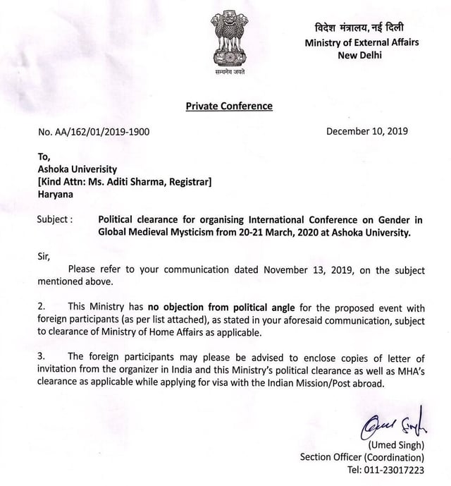 Sample Of Mea Clearance Letter