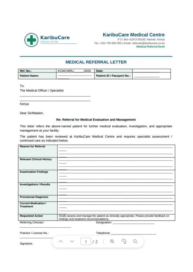 Sample Of Medical Referral Letter