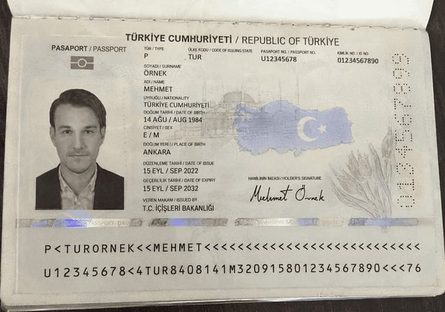 Sample Of Turkey Passport Biopage