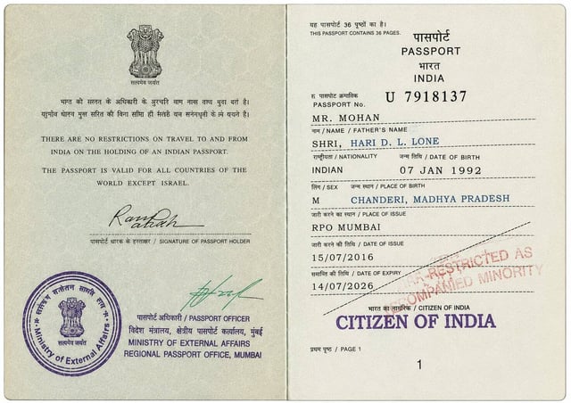 Scan Of Surrendered Indian Passport