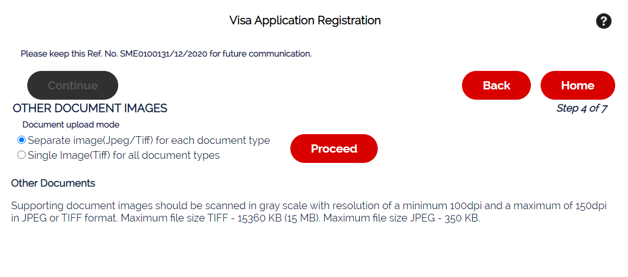 Visa Application Registration