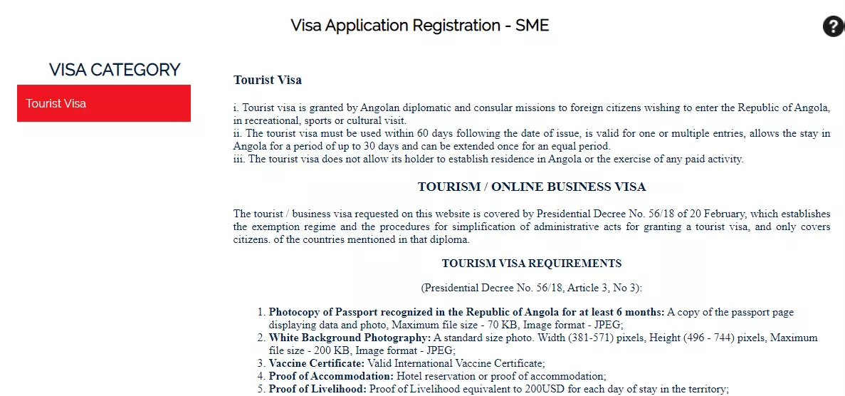 Visa Application Registration - SME