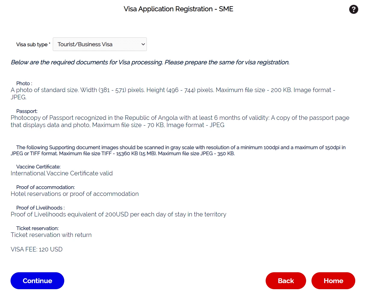 Visa Application Registration - SME