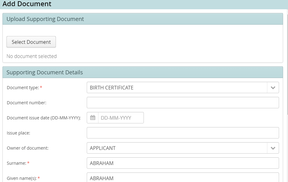 Upload Supporting Documents
