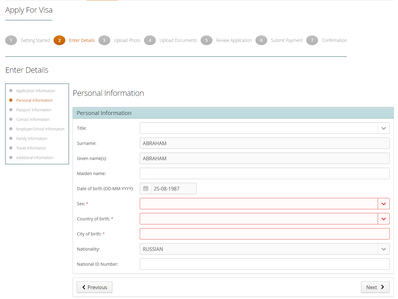 Personal Information