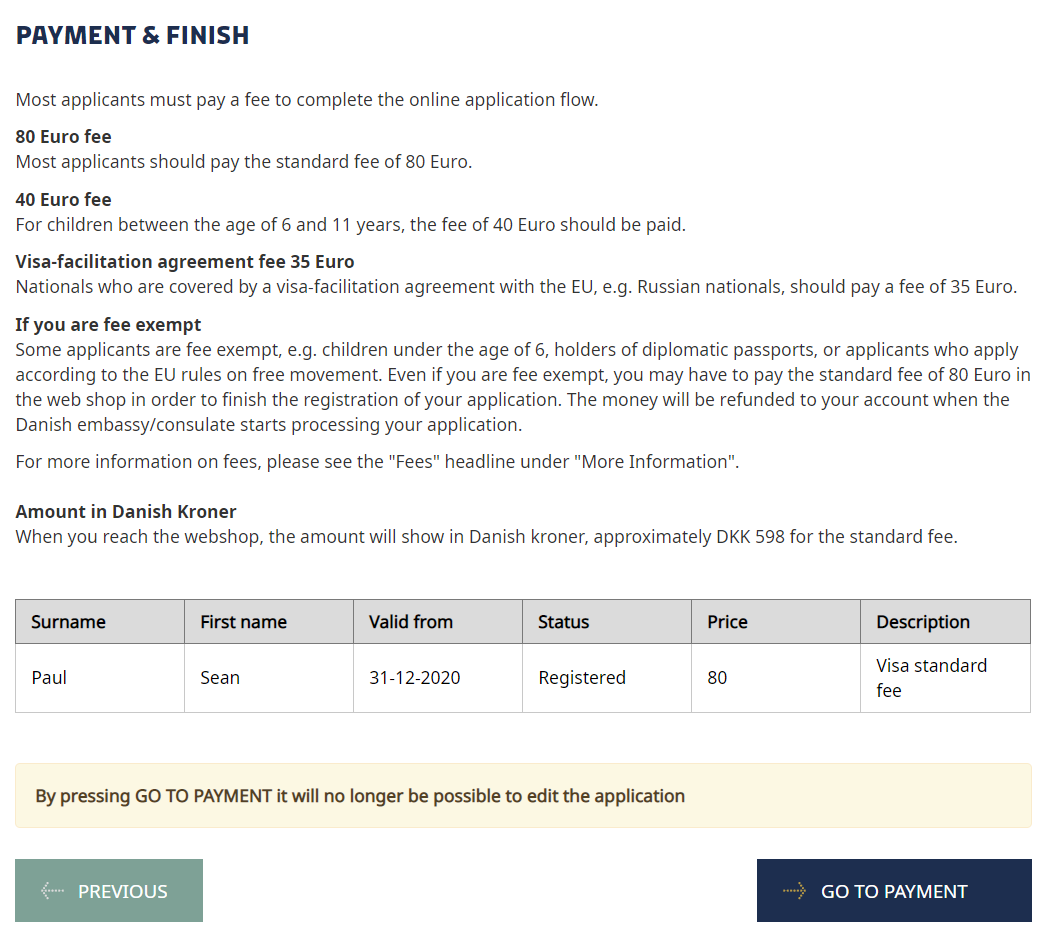 Payment & finish