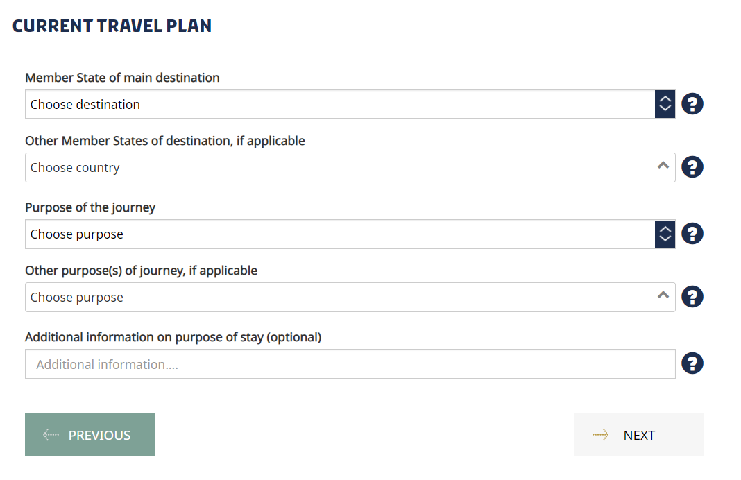 Current travel plan