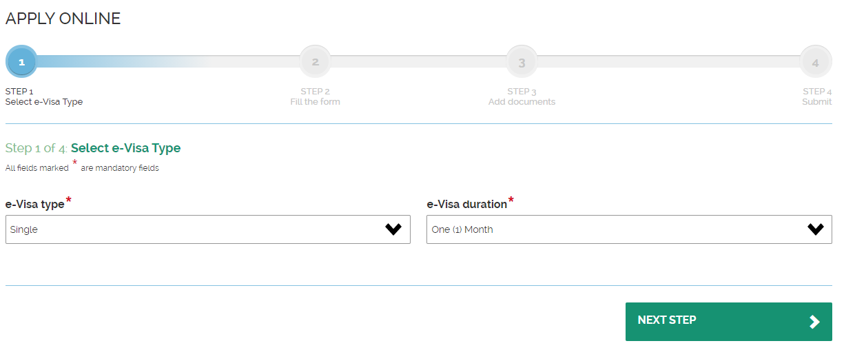Select e-Visa Type
