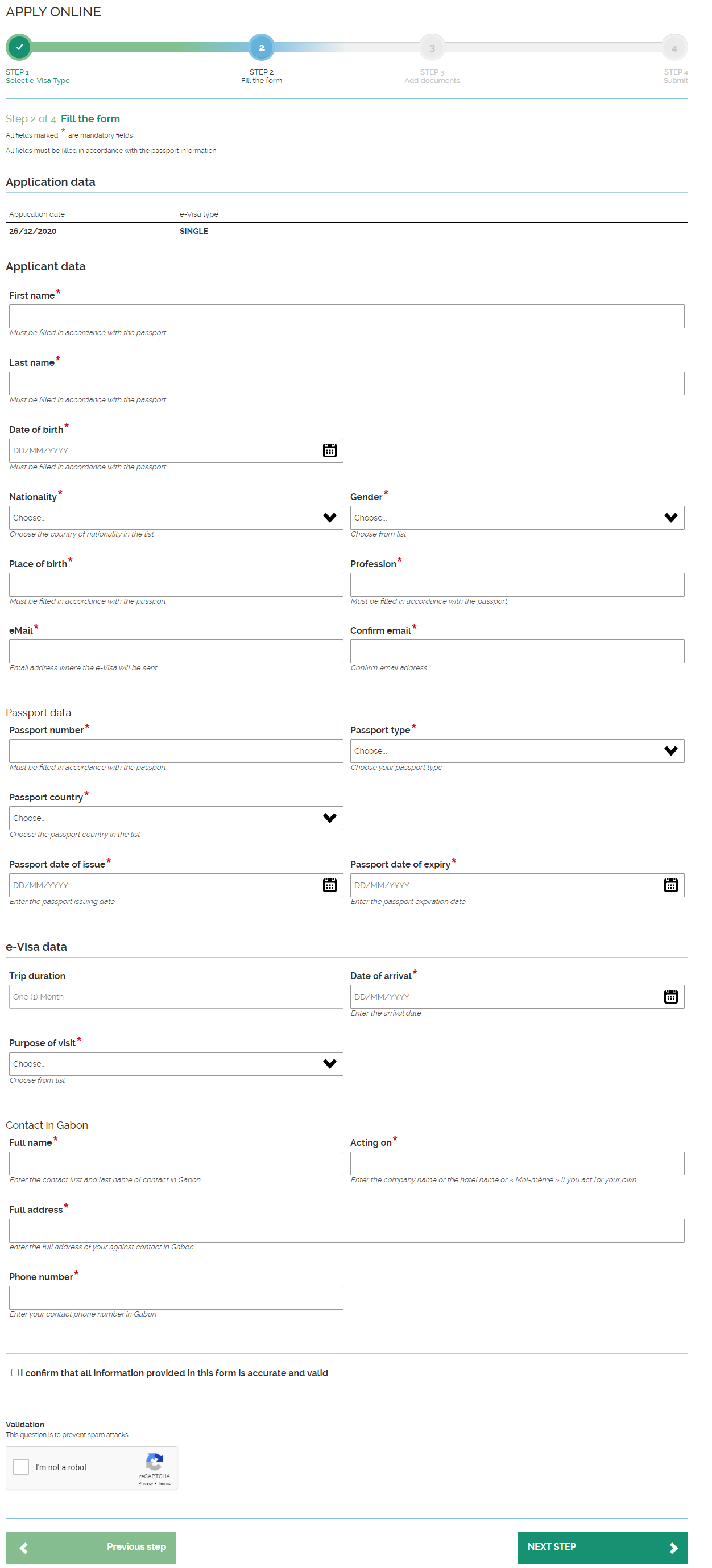Filling Out Application Form
