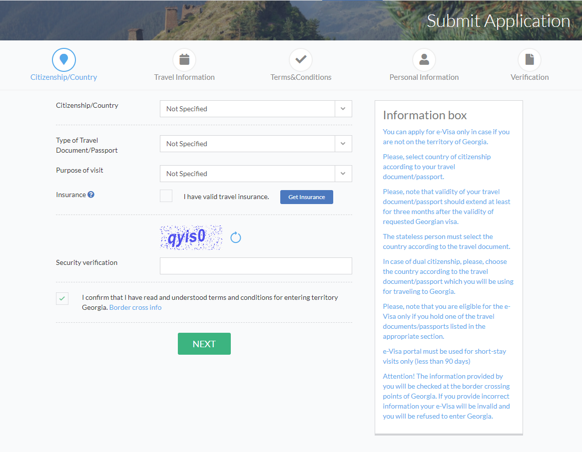 Visa Application for Georgia