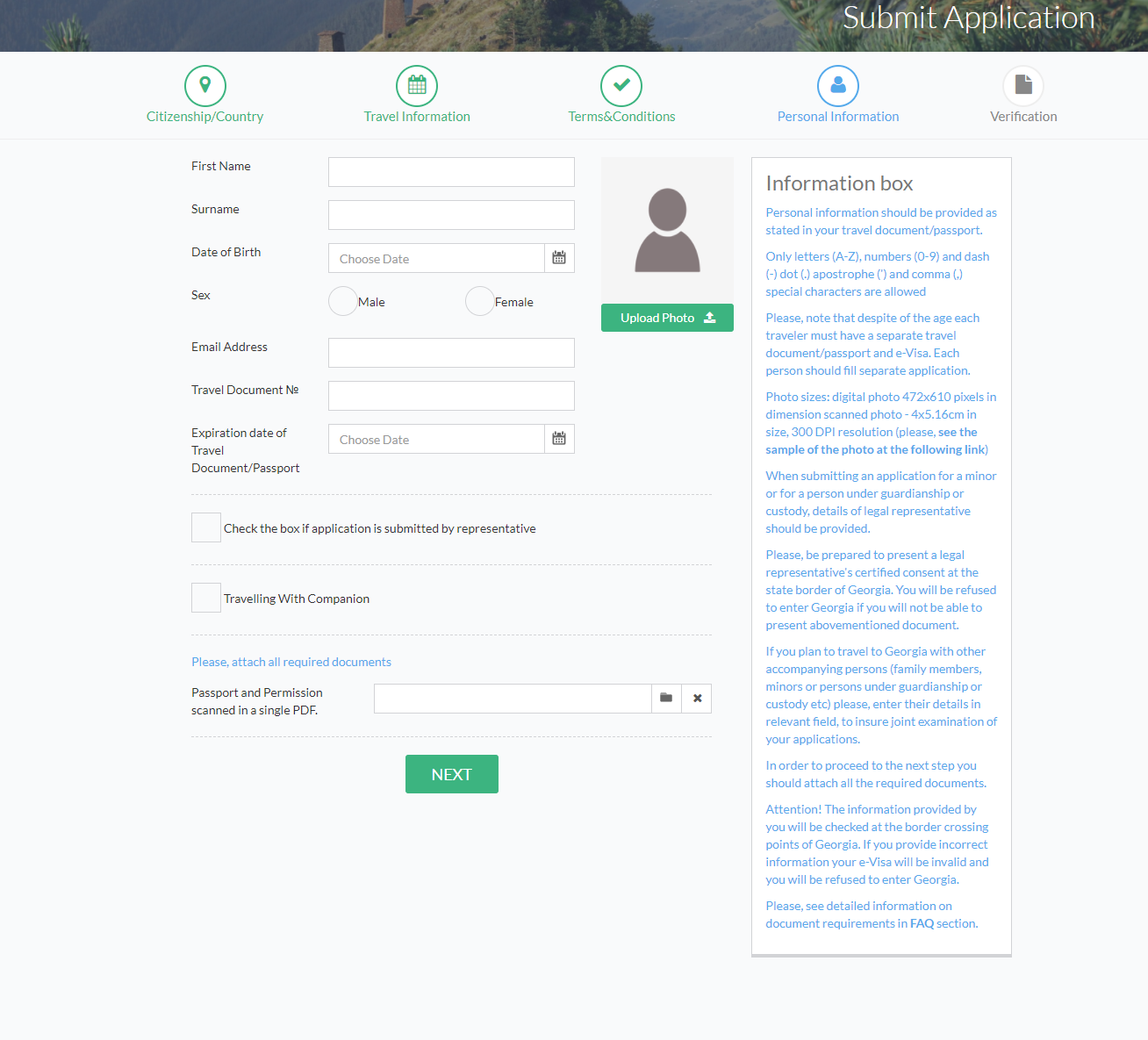 Visa Application for Georgia