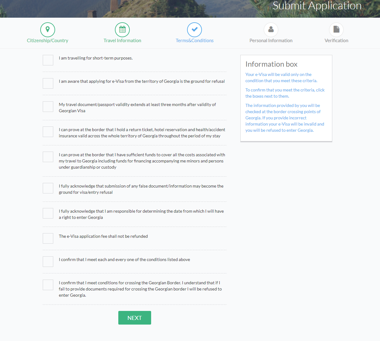 Visa Application for Georgia