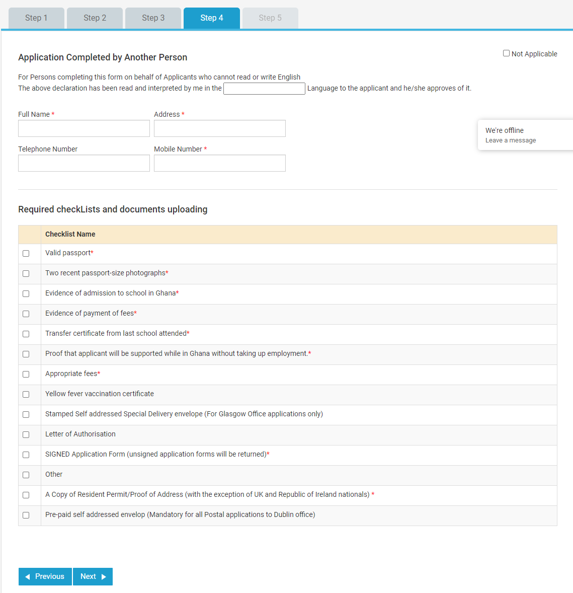 Application Completed by Another Person