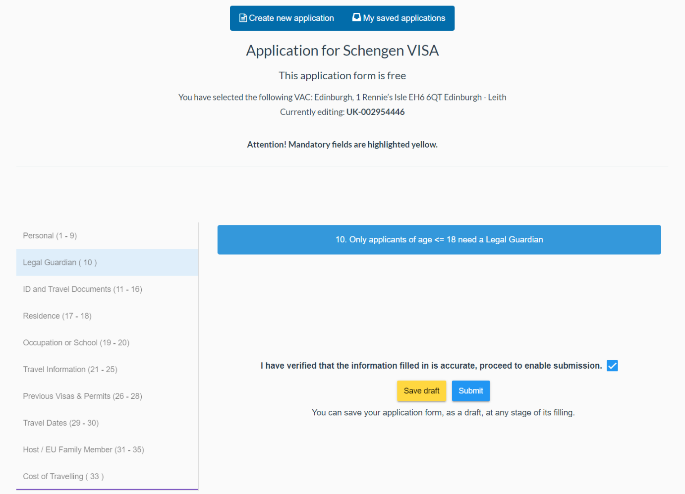 Guide for Requirements to Lodge Application Forms