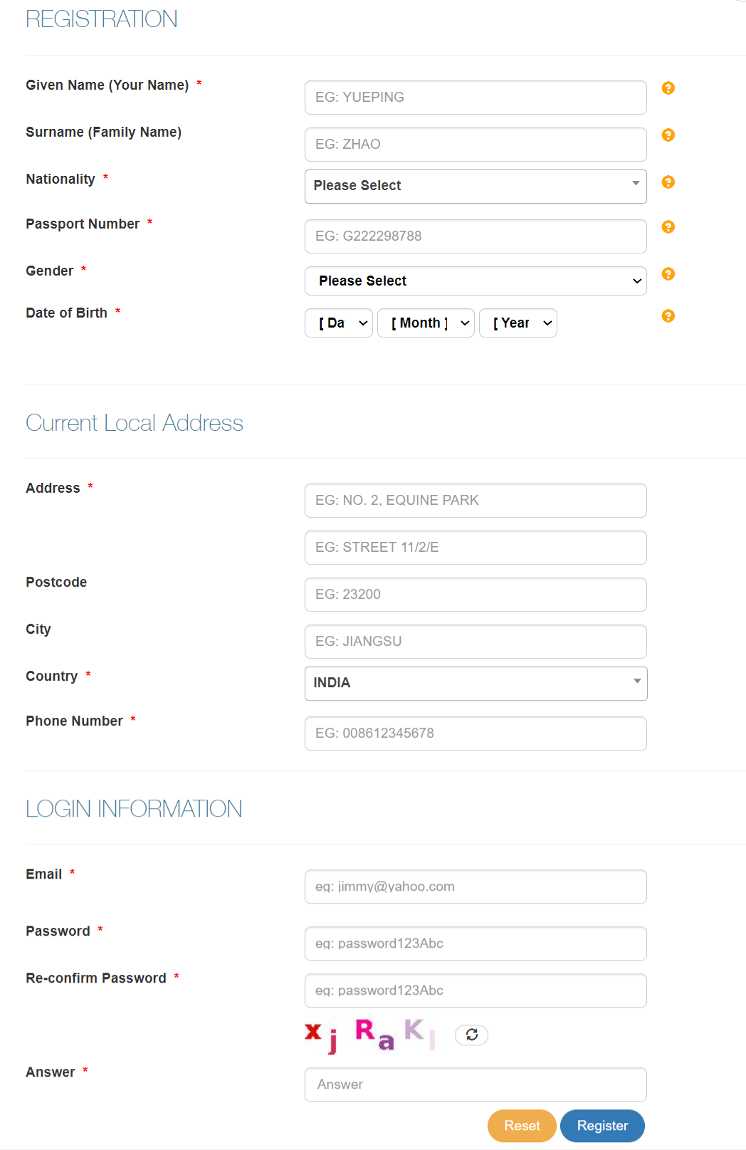 Login Information