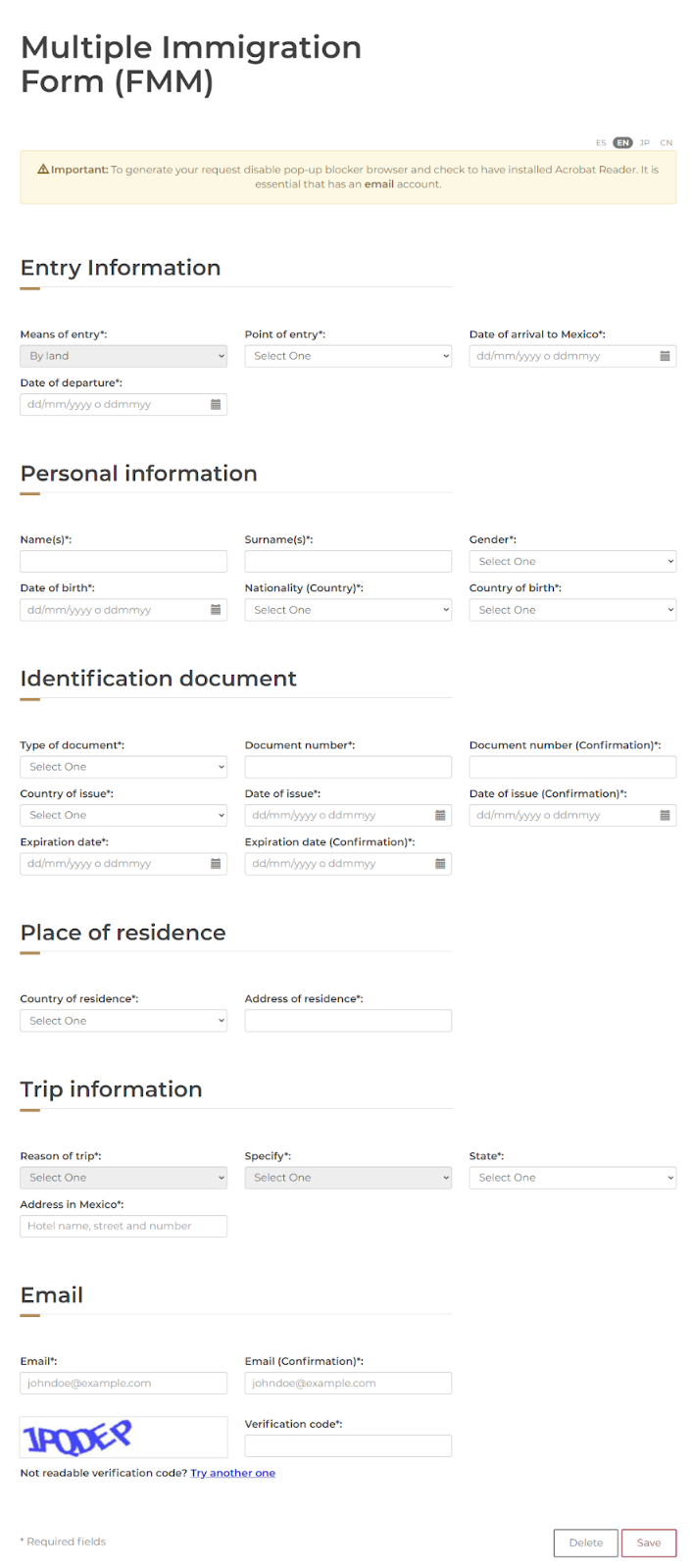 Turkey Visa Application form Country Region