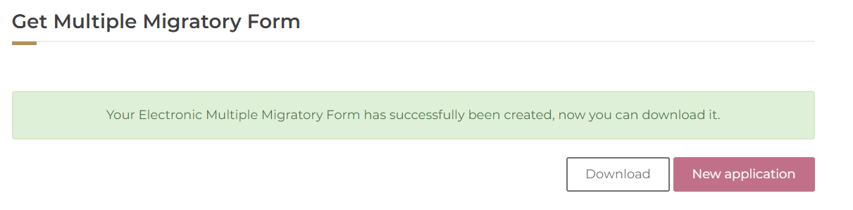 Get Multiple Migratory Form