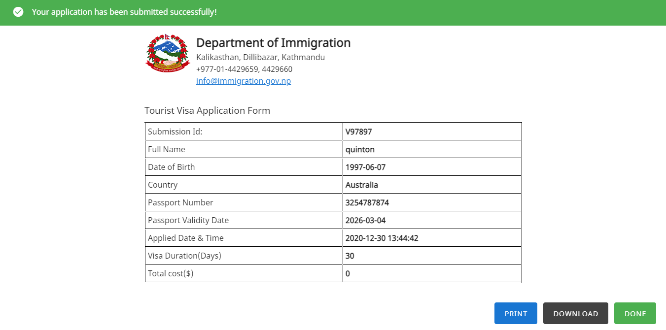 Department of Immigration
