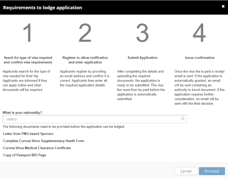 Requirements to lodge application
