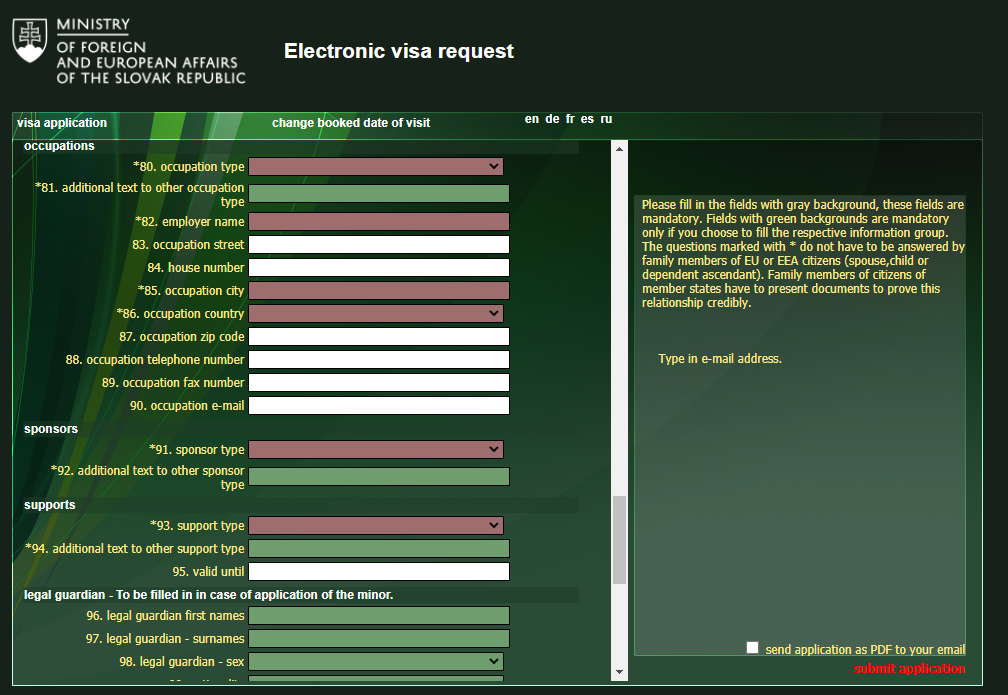 Electronic Visa Request
