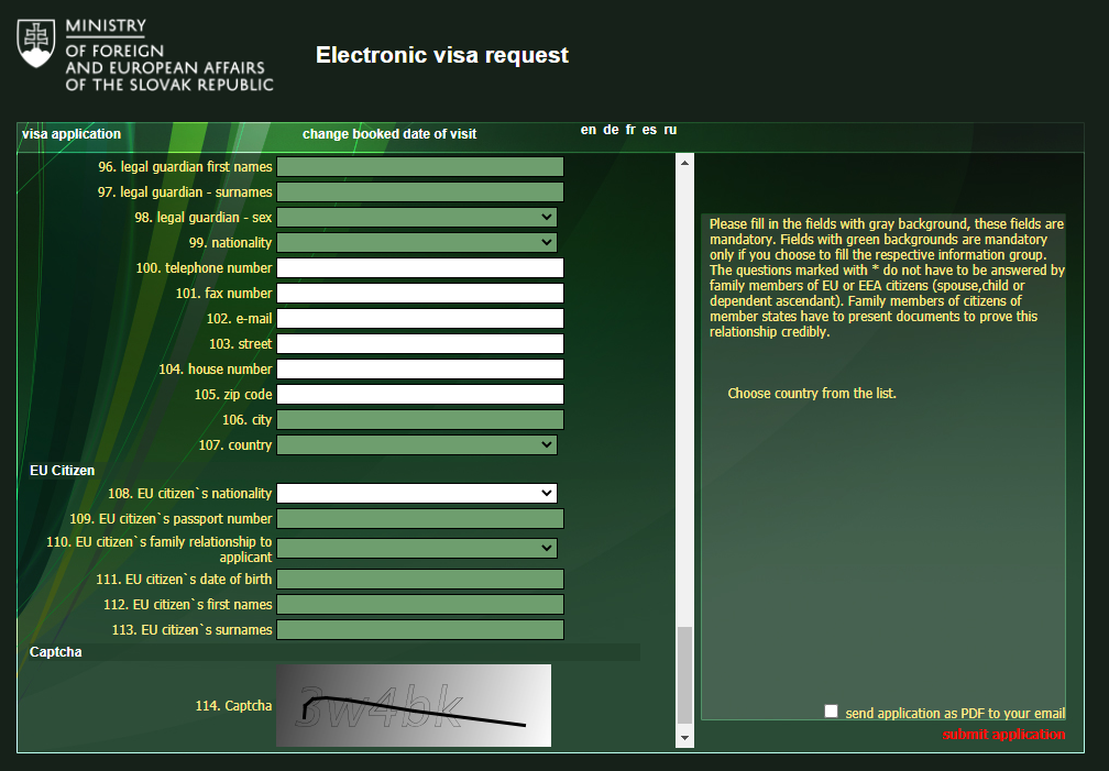 Electronic Visa Request