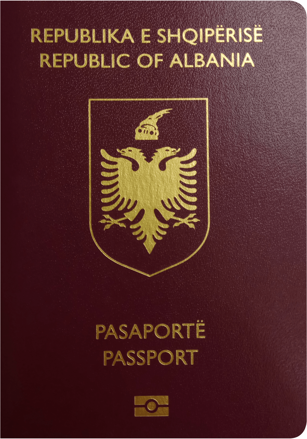 A regular or ordinary Albanian passport - Front side